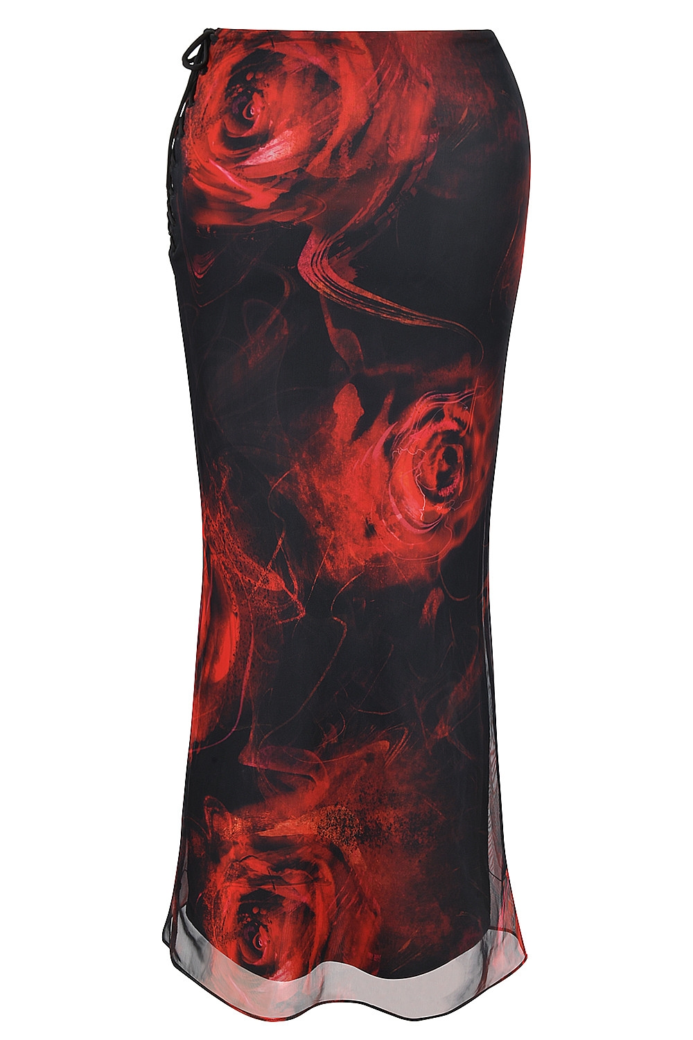 Mistress Rocks Black Rose Print Lace Up Midi Skirt - SALE — image 13