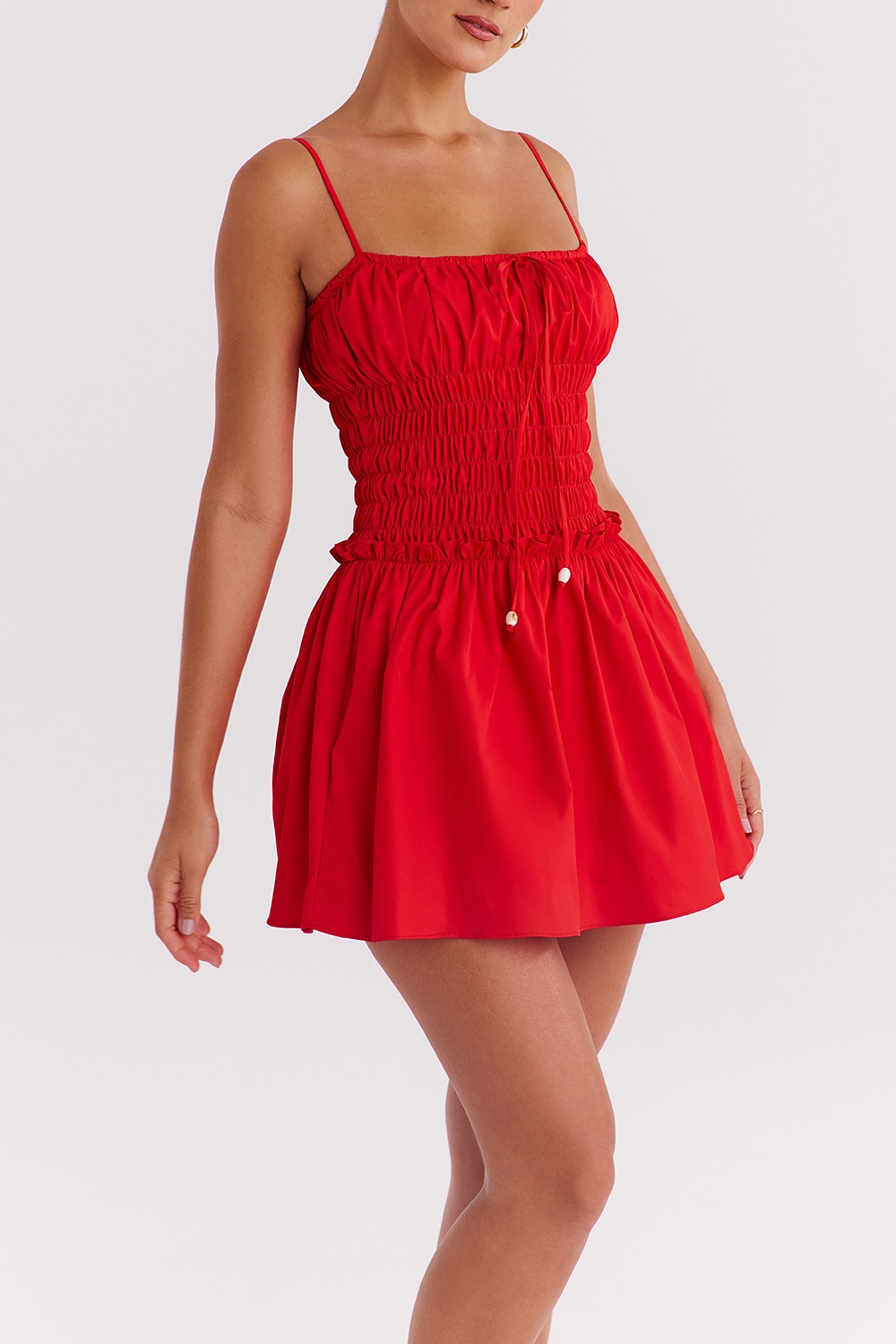 Mistress Rocks Red Shirred Gathered Mini Dress - SALE — image 6