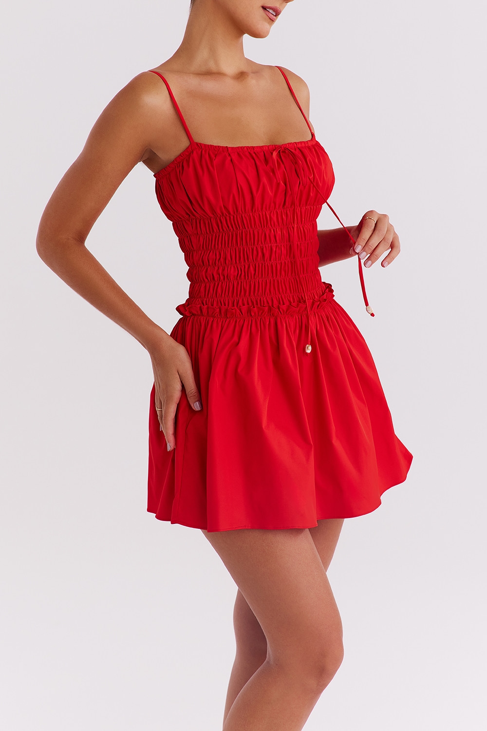Mistress Rocks Red Shirred Gathered Mini Dress - SALE — image 7