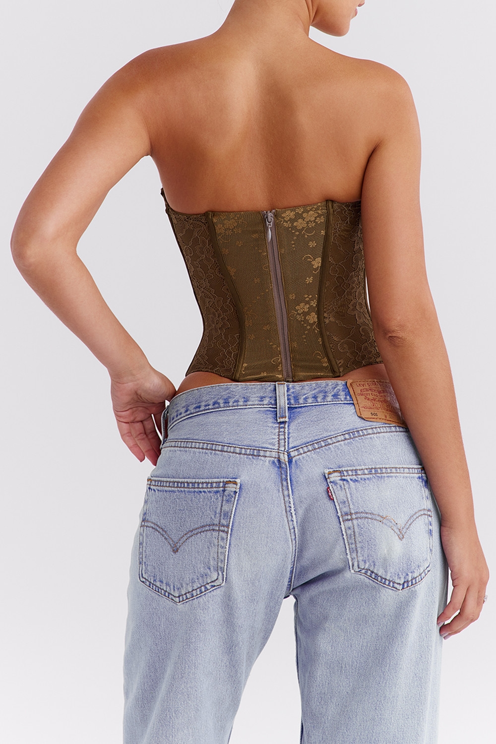 Mistress Rocks Olive Green Lace Underwired Corset - SALE — image 8