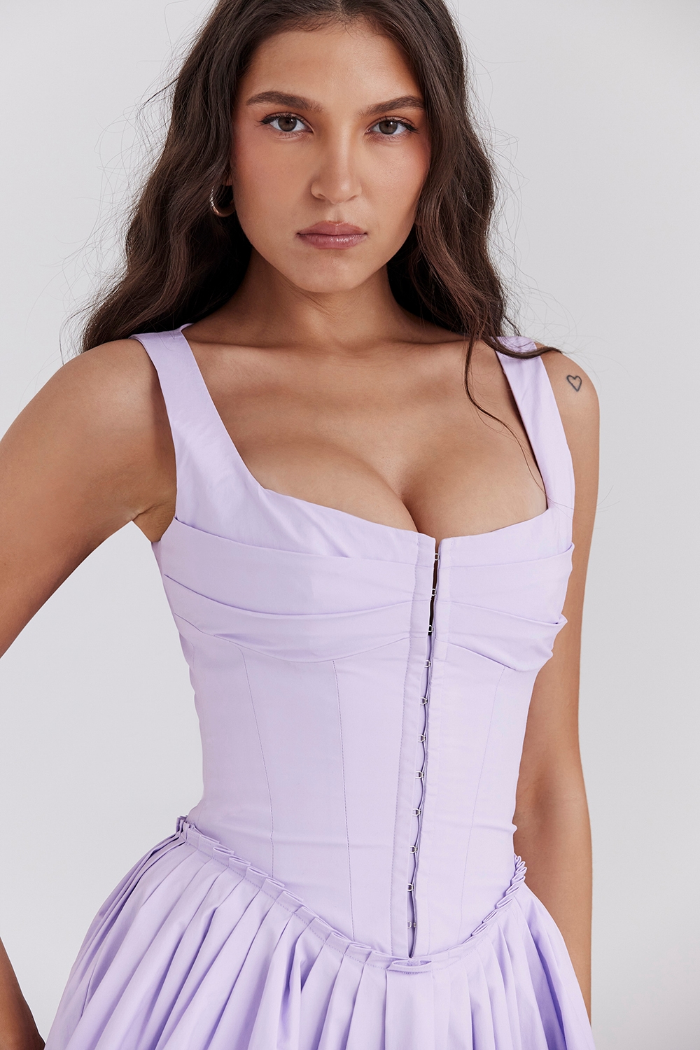 Cupid  Orchid Pleated Cotton Mini Dress — image 3
