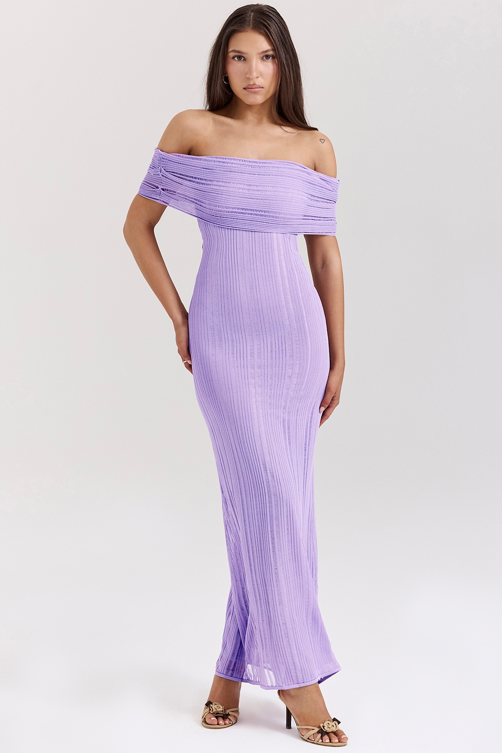 Micah Orchid Ladder Knit Maxi Dress