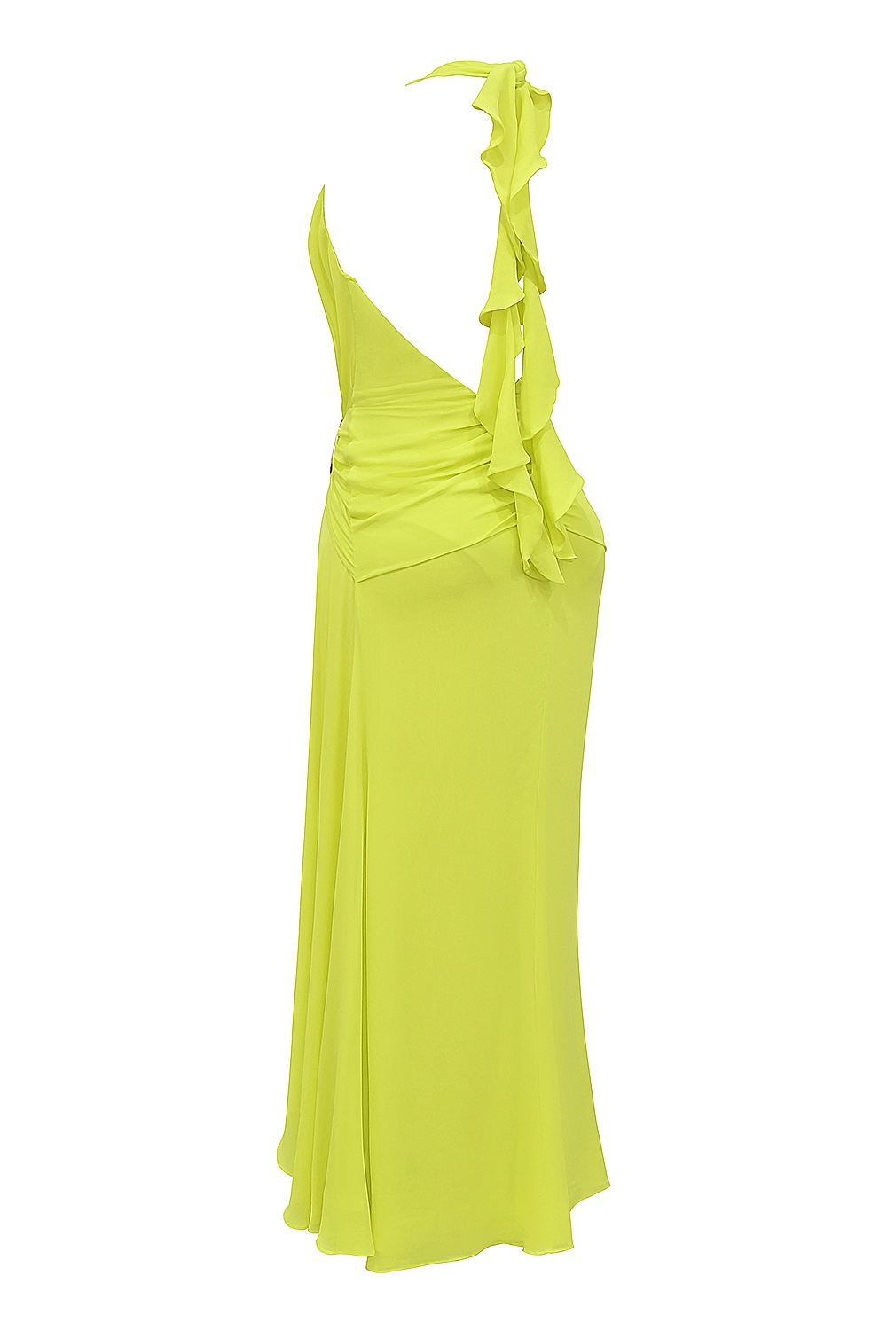 Olessia  Acid Lime Backless Halter Maxi Dress — image 11