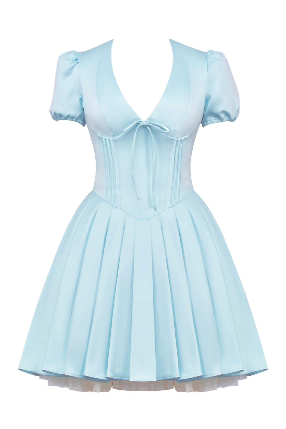 Imani  Delicate Blue Satin Pleated Mini Dress — image 9
