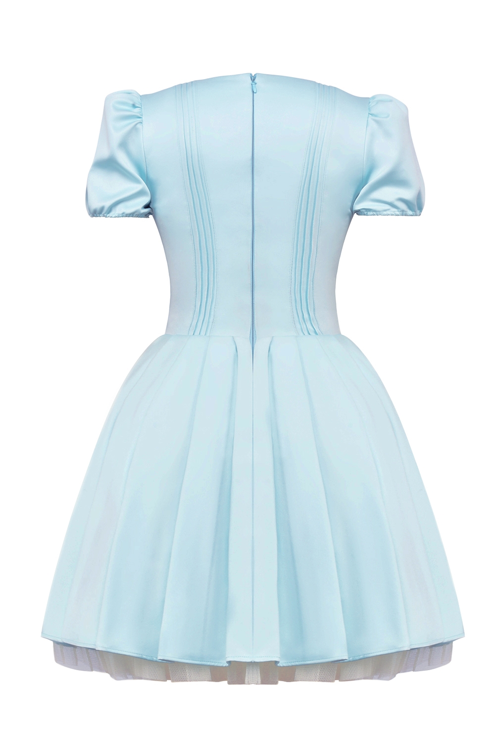 Imani  Delicate Blue Satin Pleated Mini Dress — image 11