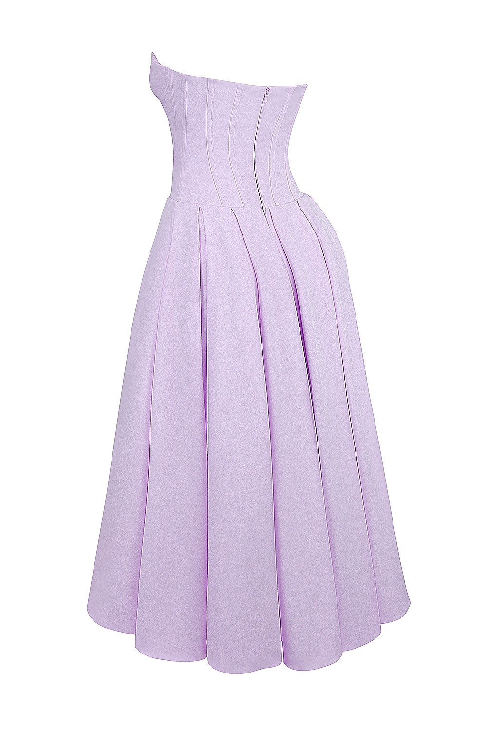 Lady  Orchid Twill Strapless Tulle Midi Dress — image 11