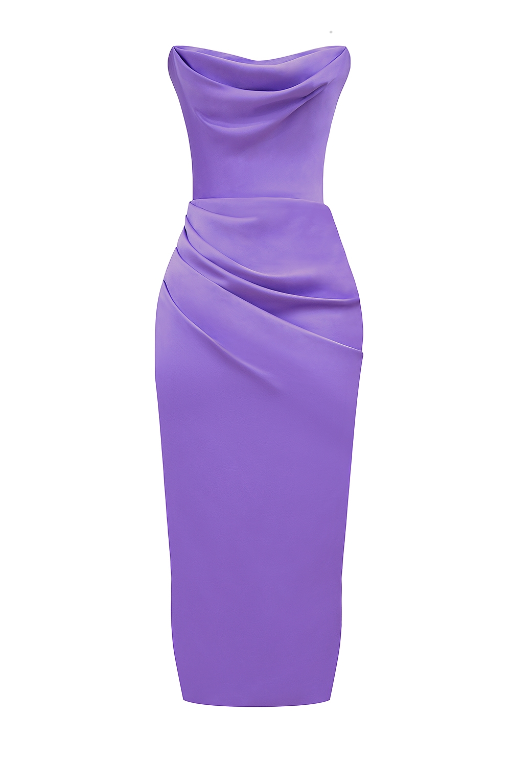 Santana  Violet Satin Strapless Corset Midi Dress — image 7