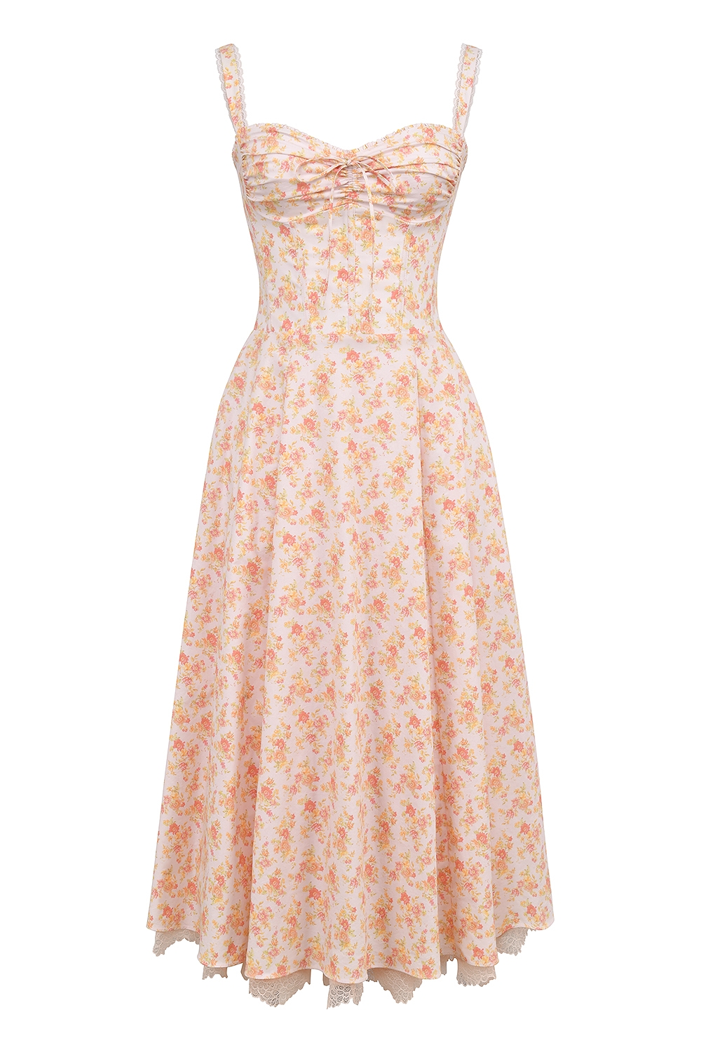 Rosalee  Peach Poppy Print Cotton Bustier Sundress — image 10