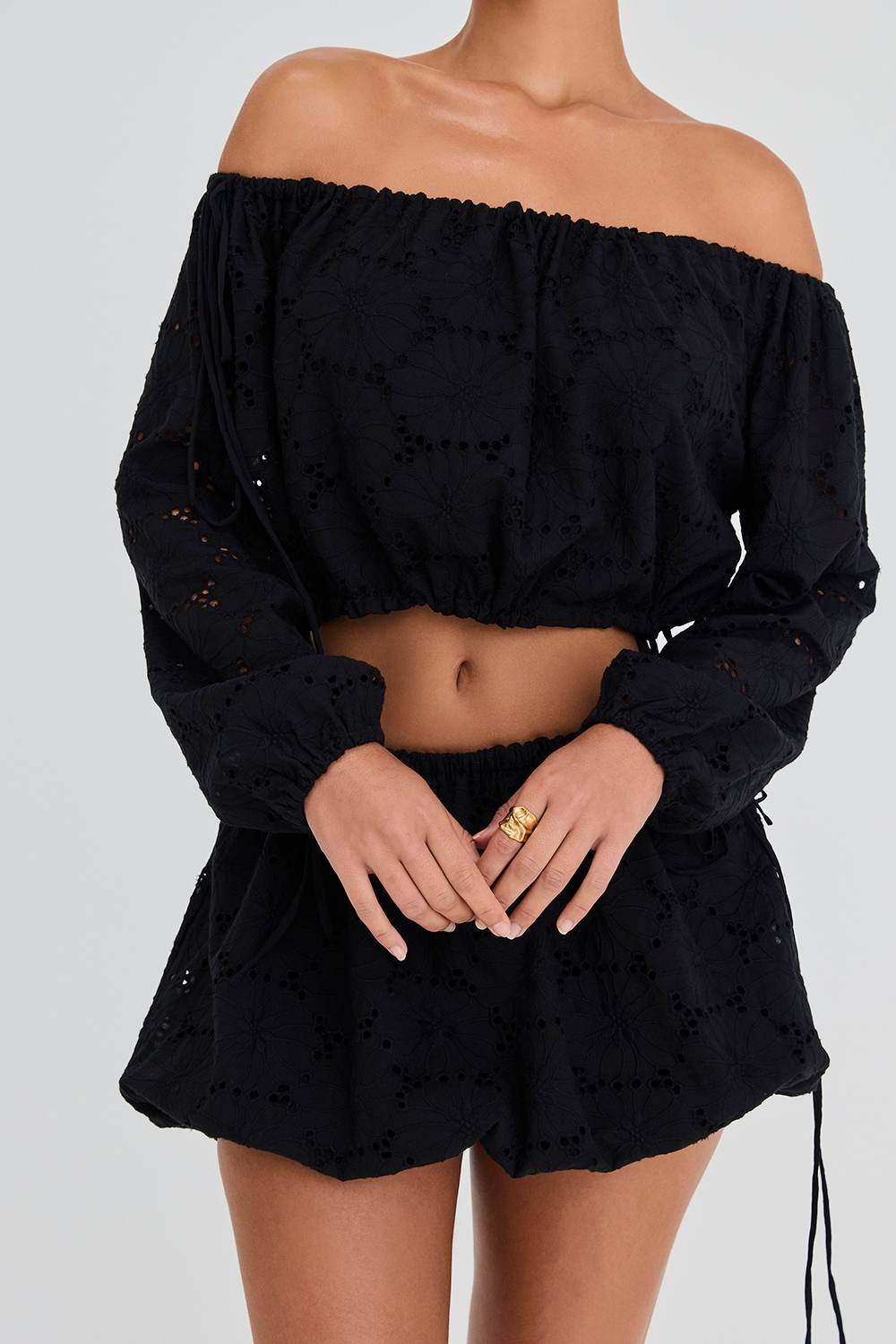 Mistress Rocks Black Broderie Cotton Puff Ball Skirt - SALE — image 3