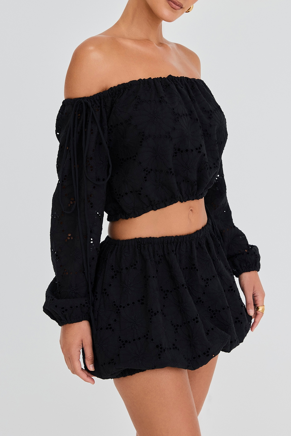 Mistress Rocks Black Broderie Cotton Puff Ball Skirt - SALE — image 7