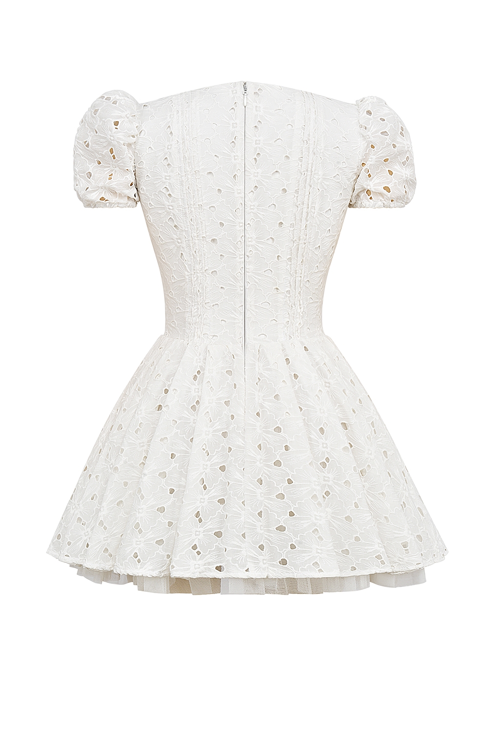 Imani  White Pleated Broderie Anglais Mini Dress — image 13