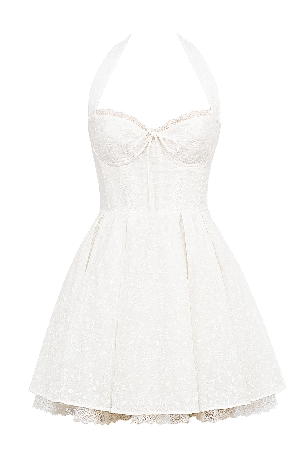 Harriet  White Broderie Anglais Halter Mini Dress — image 12