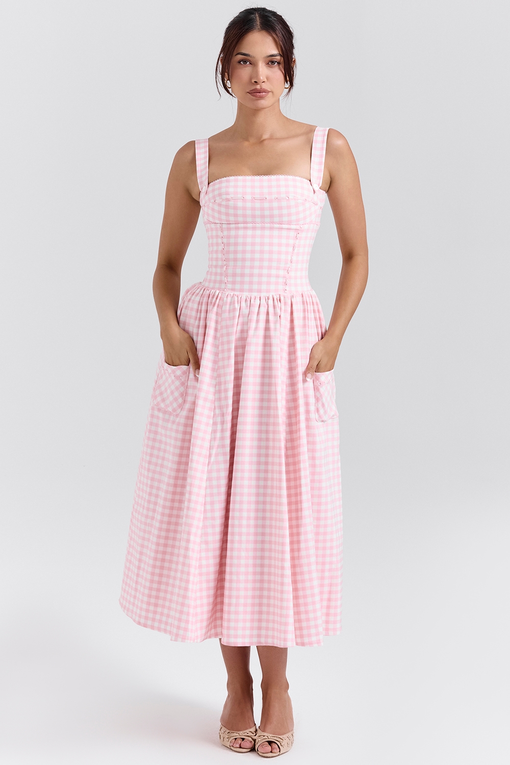 Vivien  Strawberry Shortcake Gingham Midi Sundress — image 1