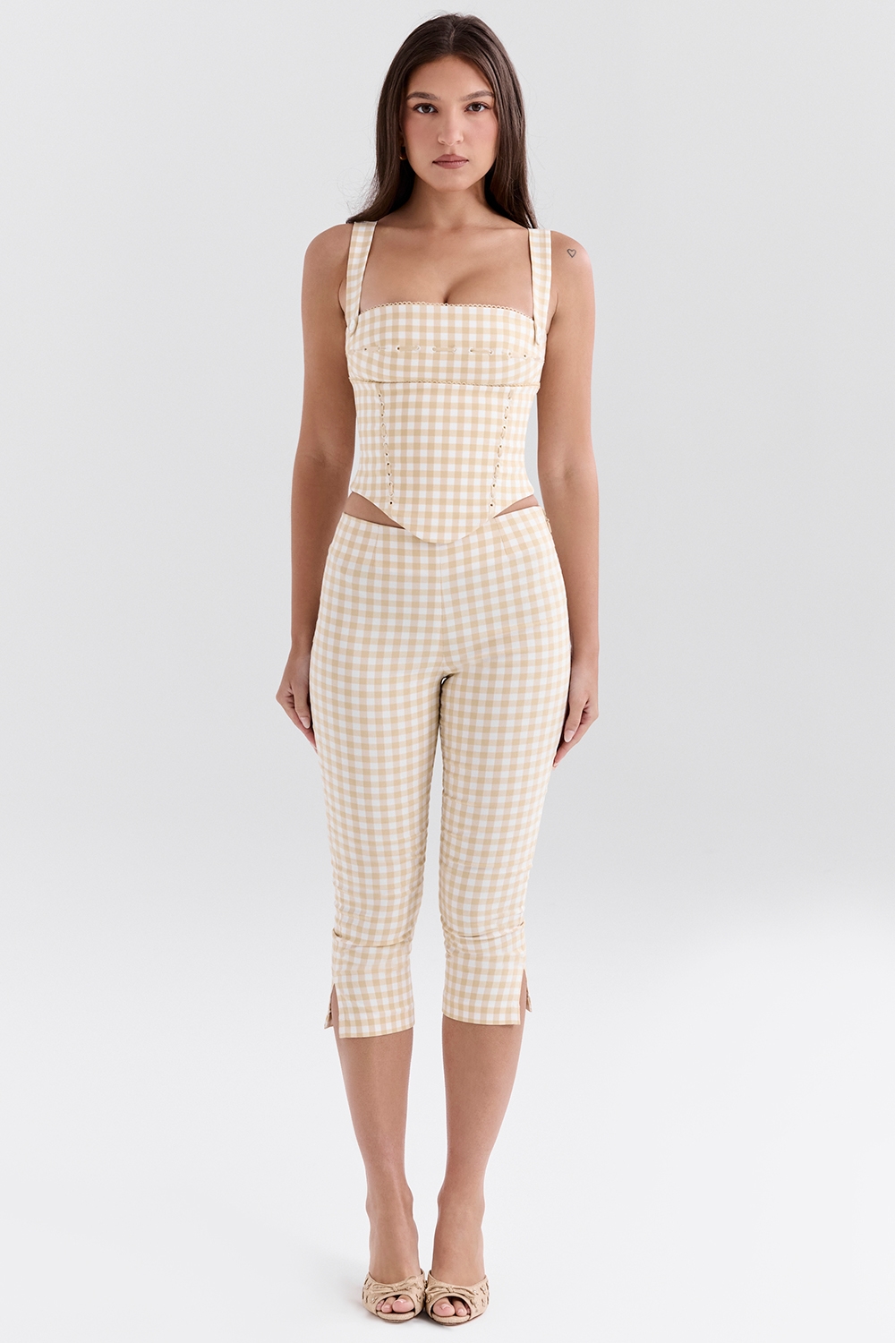 Carella  Gingerbread Gingham Capri Trousers — image 1