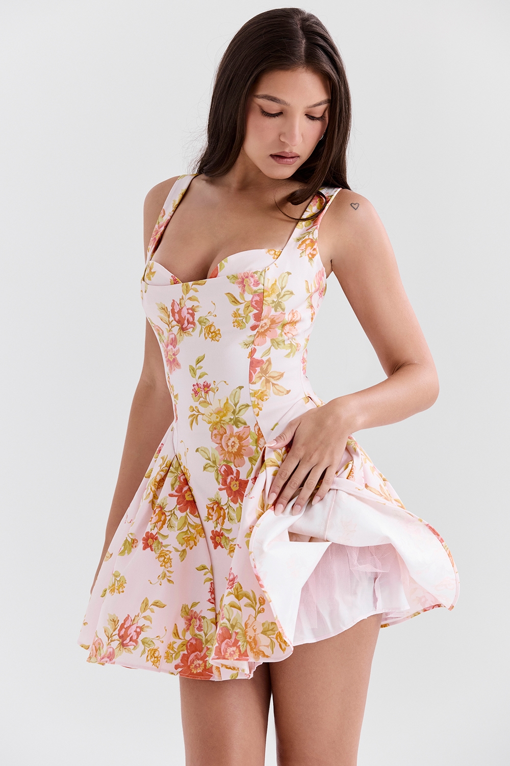 Bunny  Peach Poppy Print Twill Mini Dress — image 3