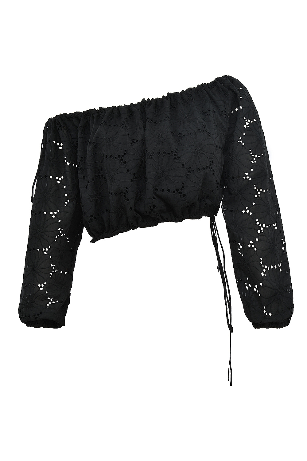 Mistress Rocks Black Broderie Cotton Off Shoulder Top - SALE — image 9