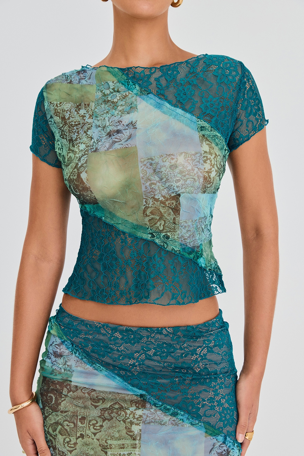 Mistress Rocks Ocean Teal Panelled Top - SALE — image 3
