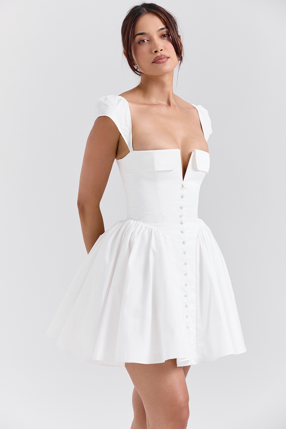 Florence  White Cotton Corset Mini Dress — image 5