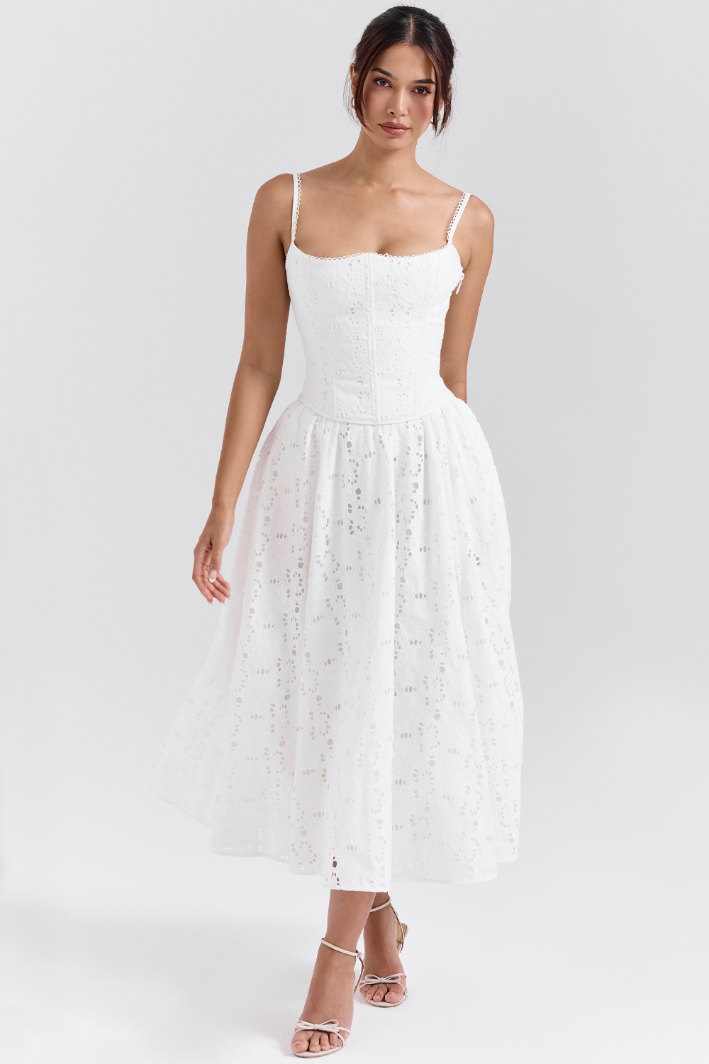 Francine  White Broderie Anglais Midi Skirt — image 3