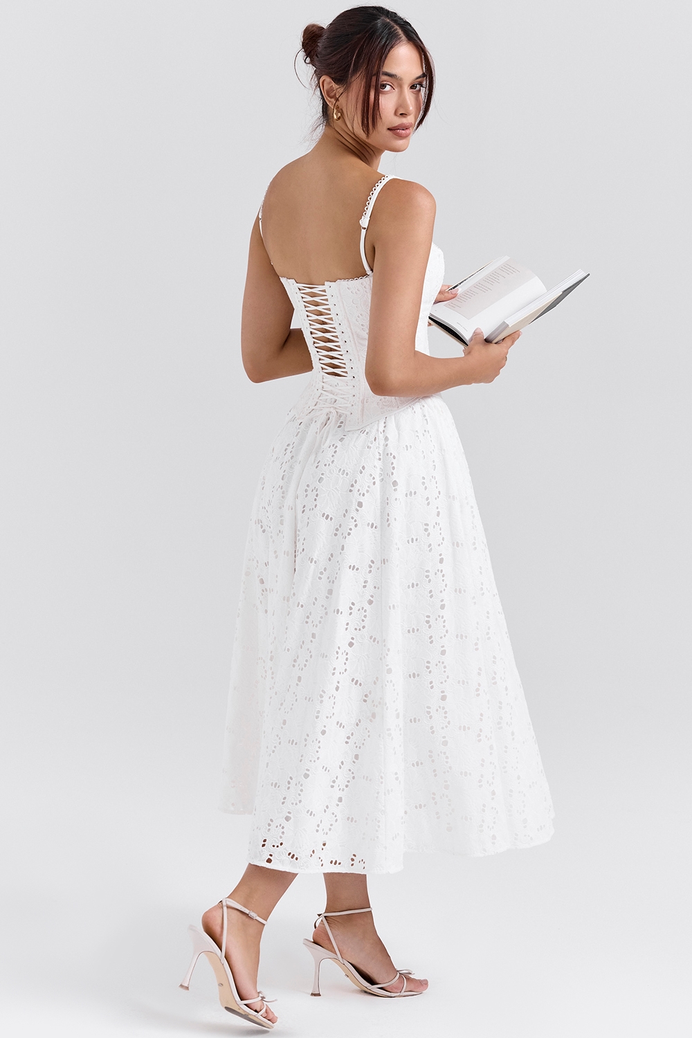 Francine  White Broderie Anglais Midi Skirt — image 7