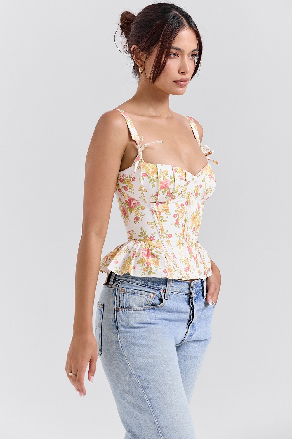 Gigou  Royal Rose Print Peplum Cotton Corset — image 6