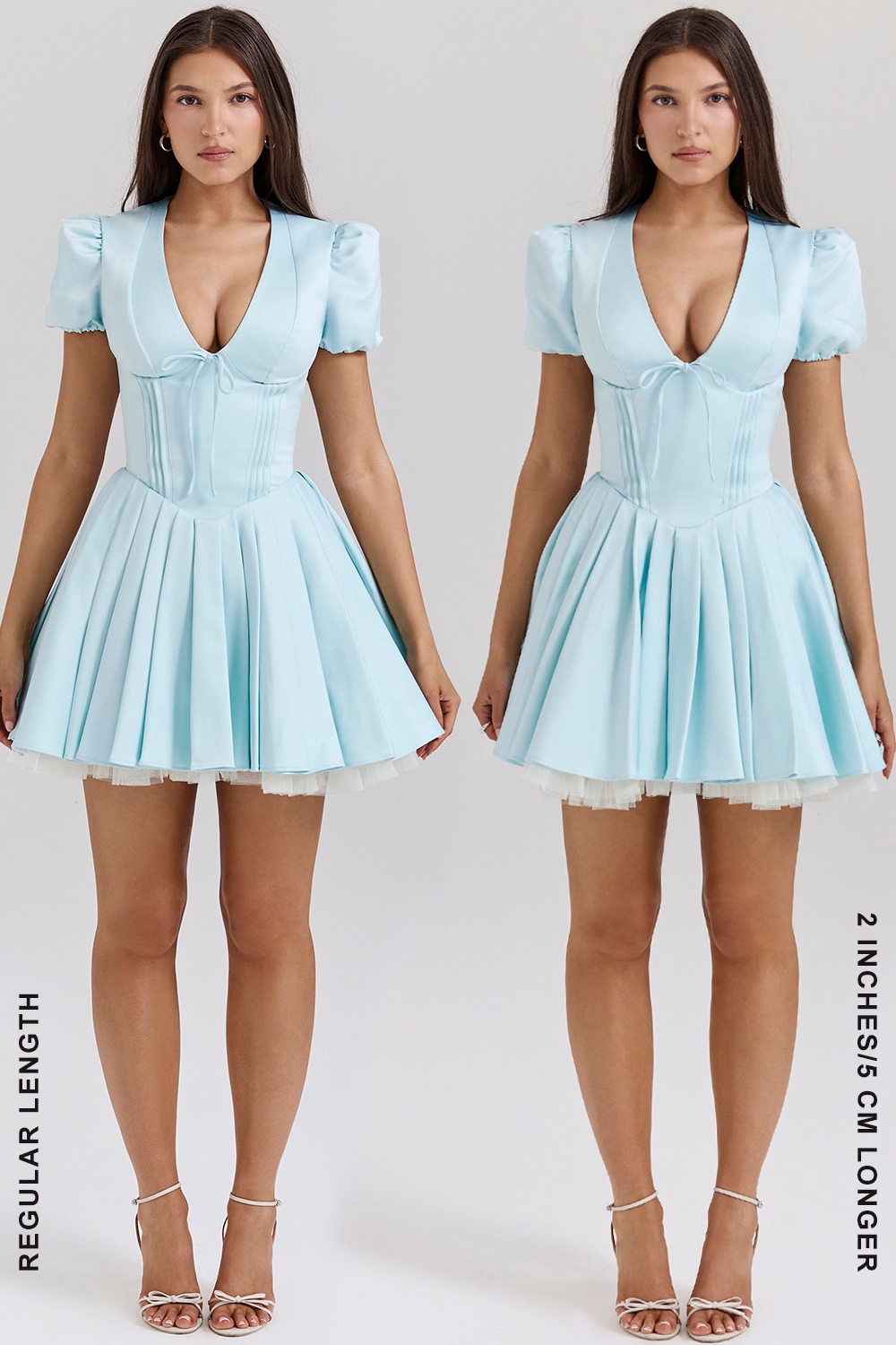 Imani  Delicate Blue Satin Pleated Mini Dress — image 7