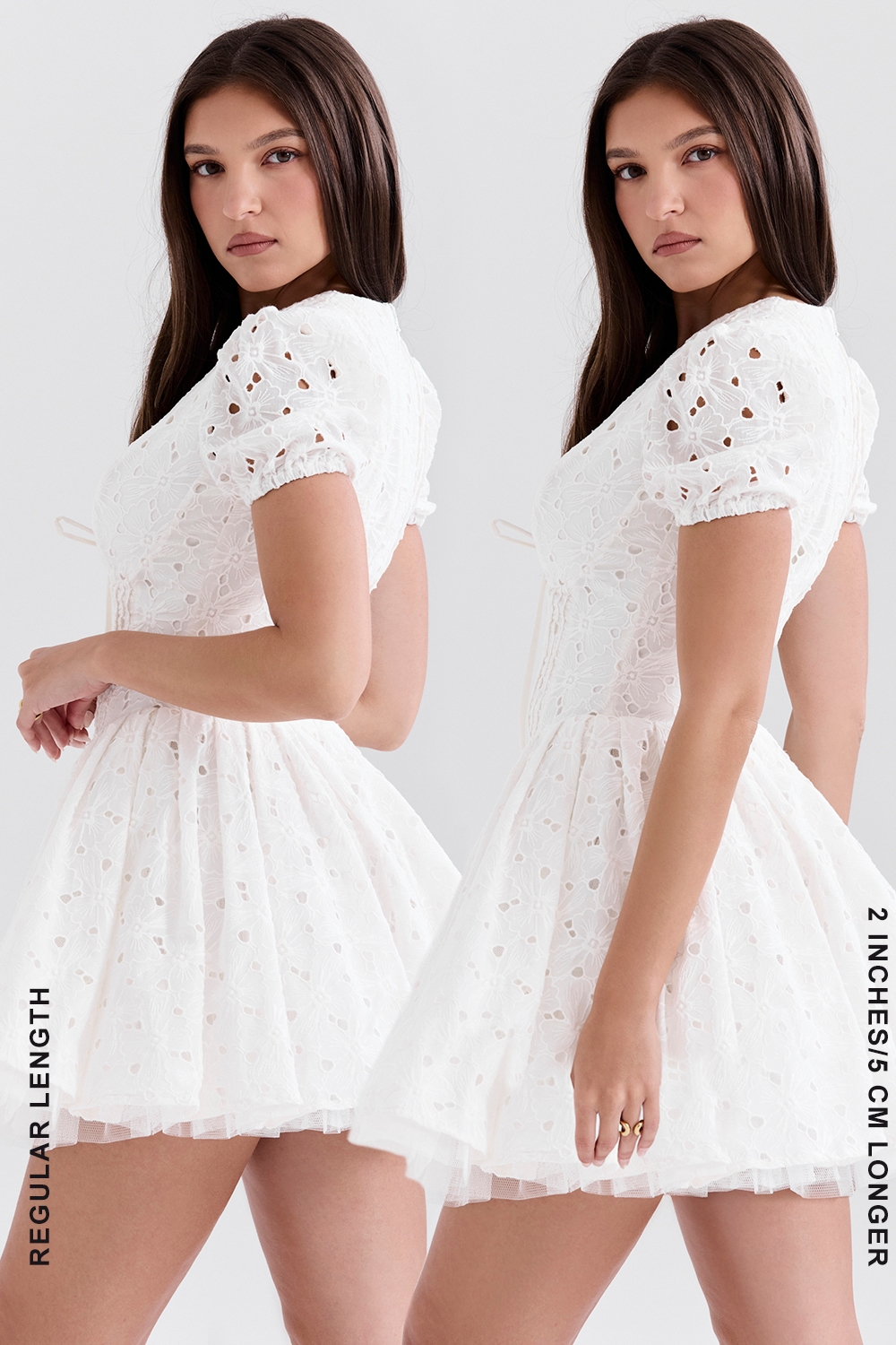 Imani  White Pleated Broderie Anglais Mini Dress — image 9