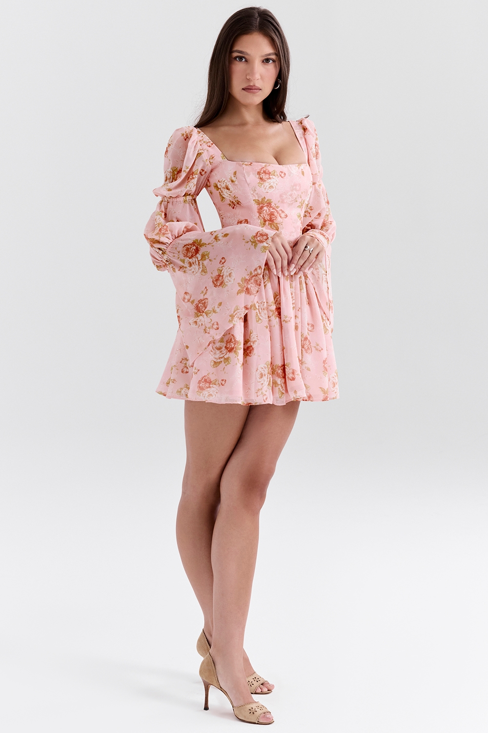 Sancia  English Vintage Rose Print Puff Sleeve Mini Dress — image 6
