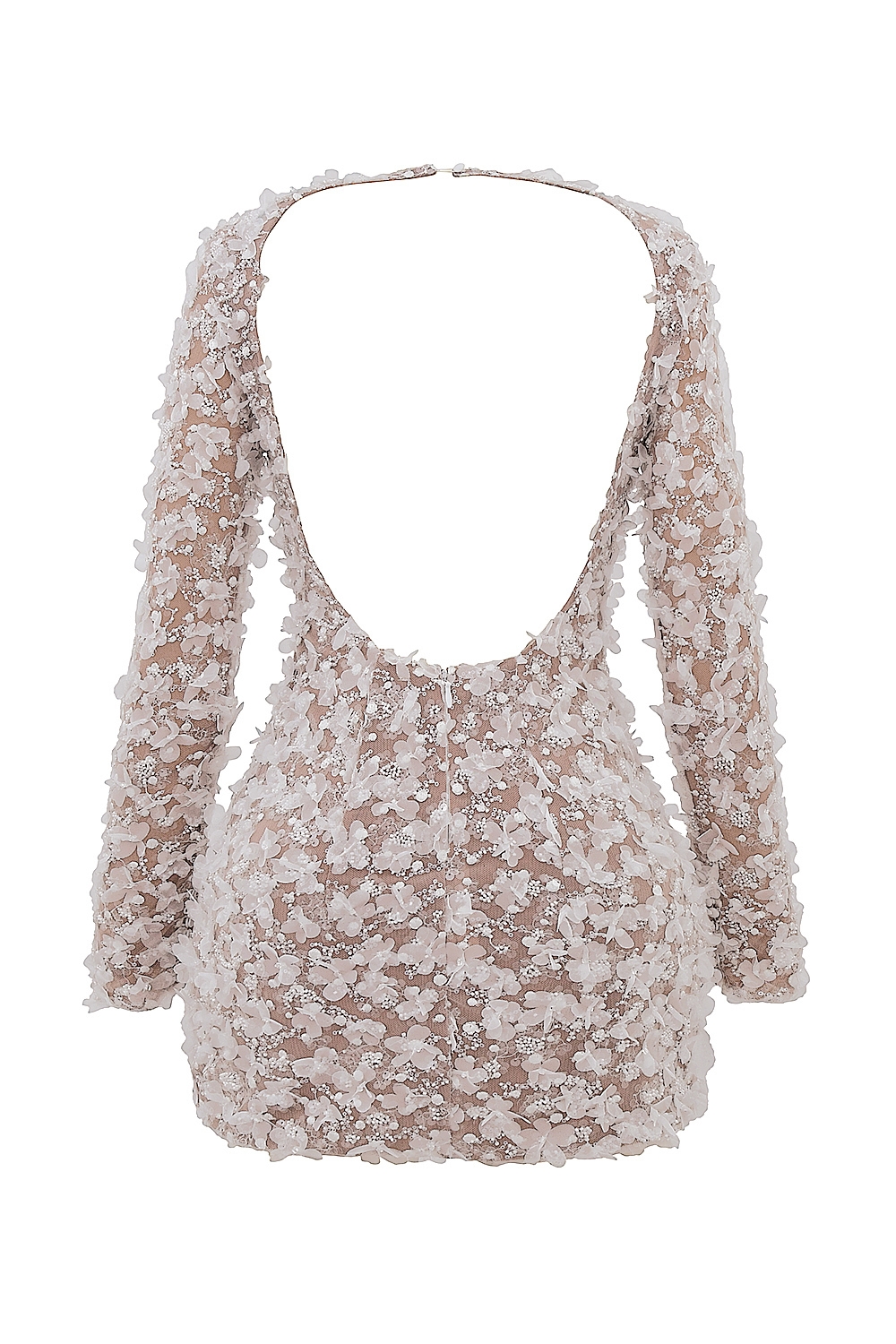 Alize  White Floral Appliqué Backless Mini Bridal Gown — image 13