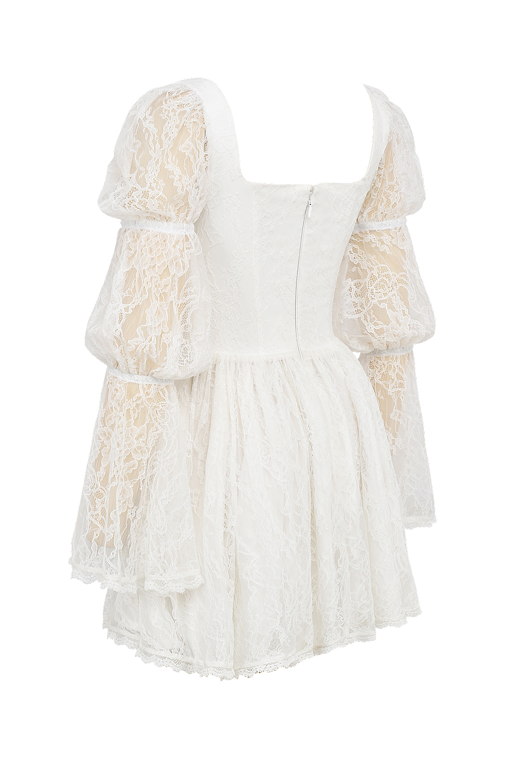 Sancia  White Lace Puff Sleeve Mini Dress — image 11