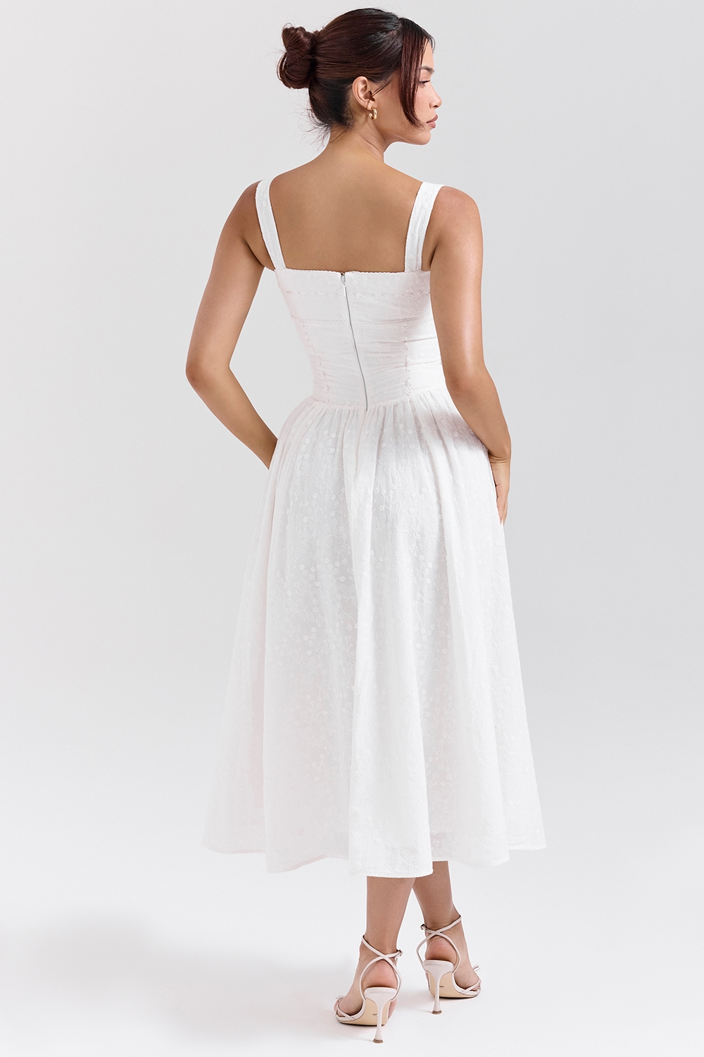 Vivien  White Broderie Anglais Midi Sundress — image 9