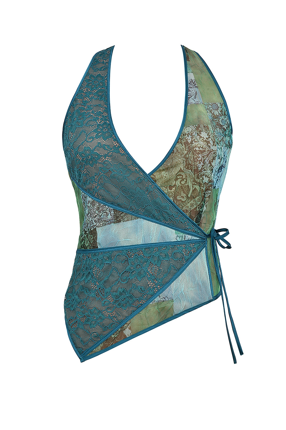 Mistress Rocks Ocean Teal Print Wrap Halter Top - SALE — image 12