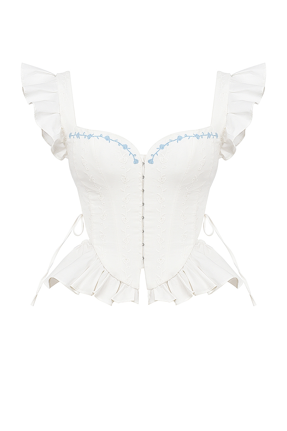 Lilibet  White Embroidered Cotton Peplum Corset Top — image 10