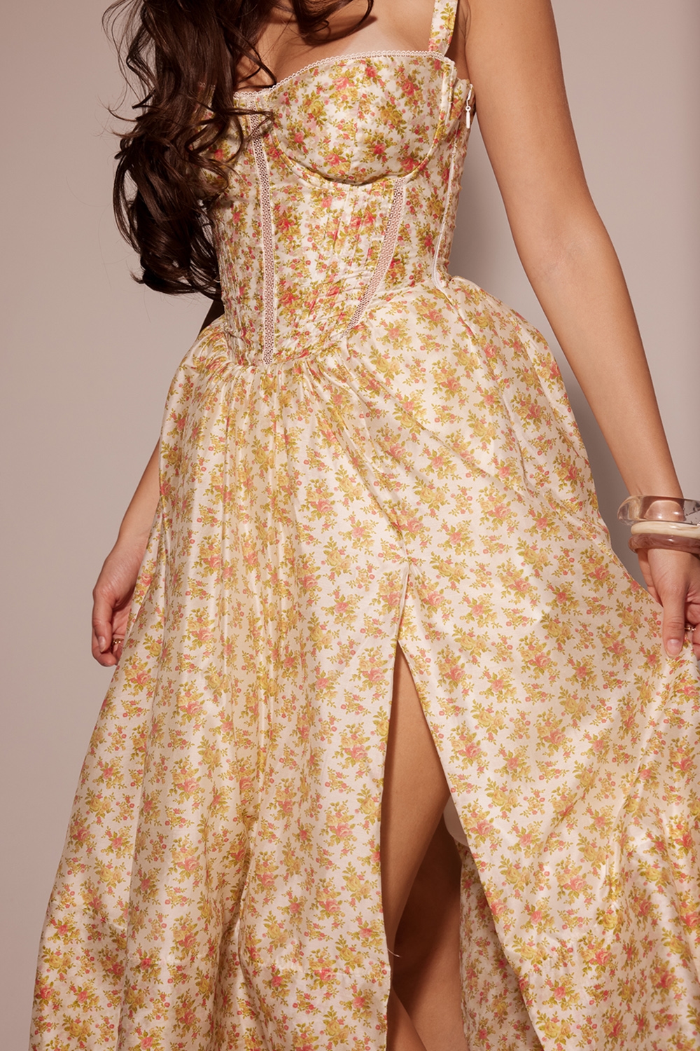 Kelly  Royal Rose Print Corset Midi Sundress — image 10
