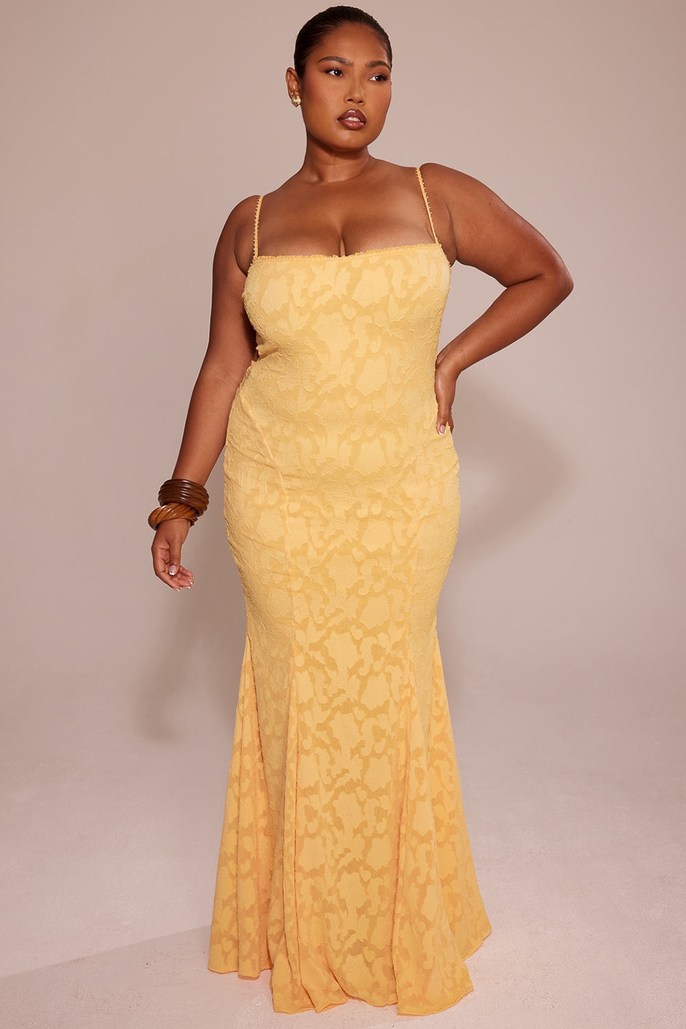 Joan  Apricot Lace Up Back Maxi Dress — image 14