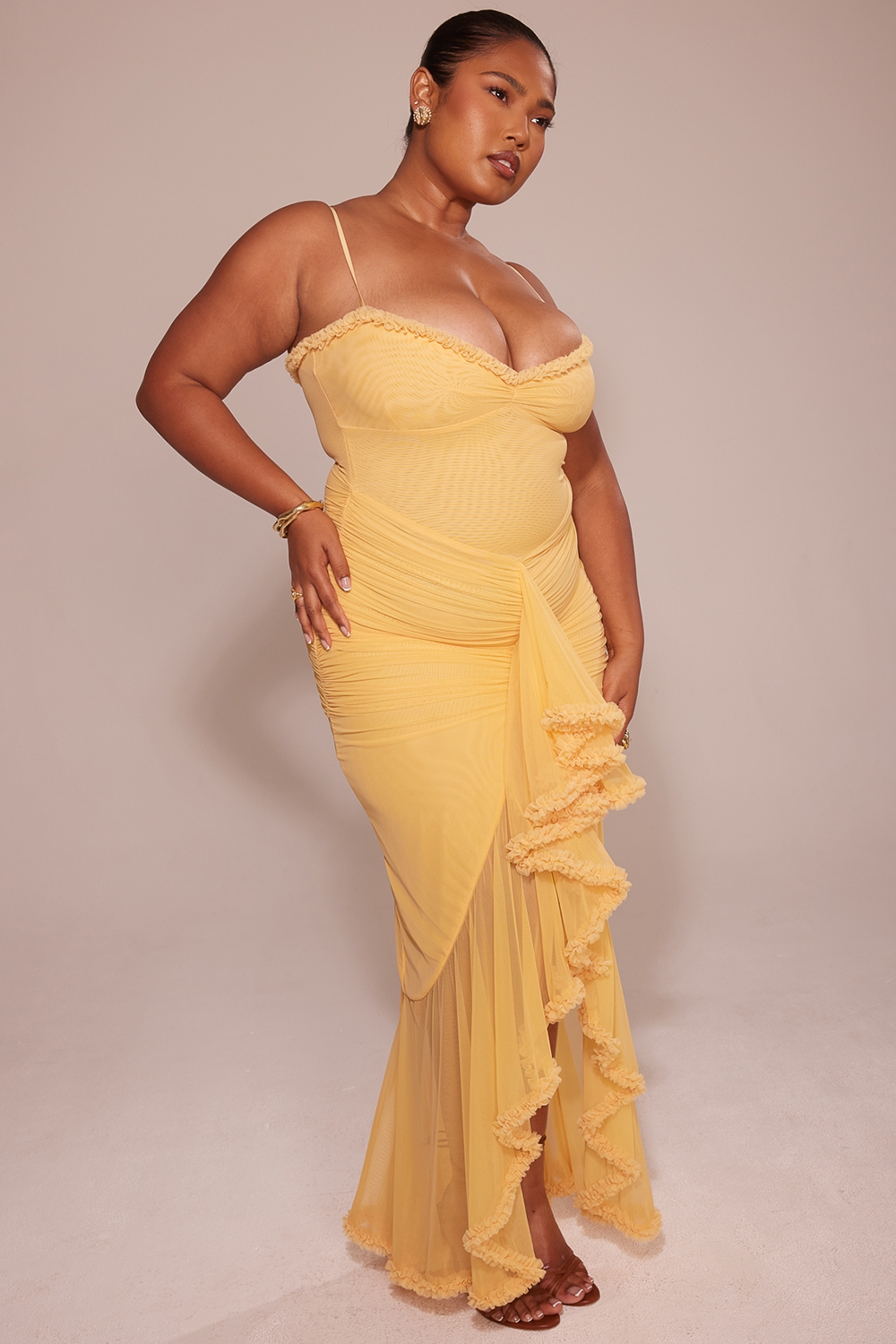Gabbi  Apricot Ruffled Front Gown — image 11