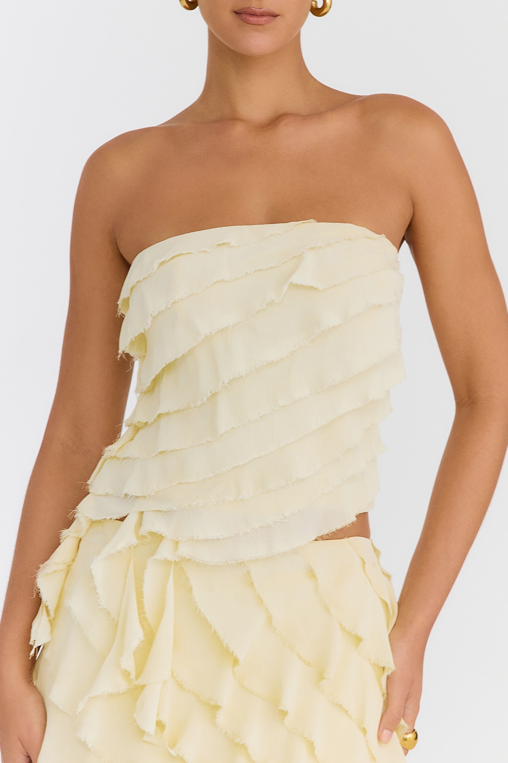 Mistress Rocks Vanilla Strapless Ruffle Top - SALE