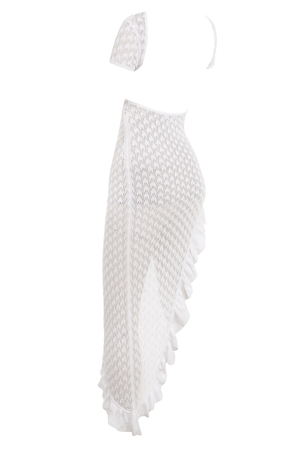 Mistress Rocks White Knit Open Back Ruffle Midi Dress - SALE — image 12