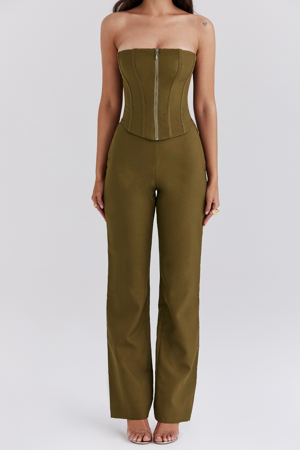 Mistress Rocks Khaki Strapless Jumpsuit - SALE