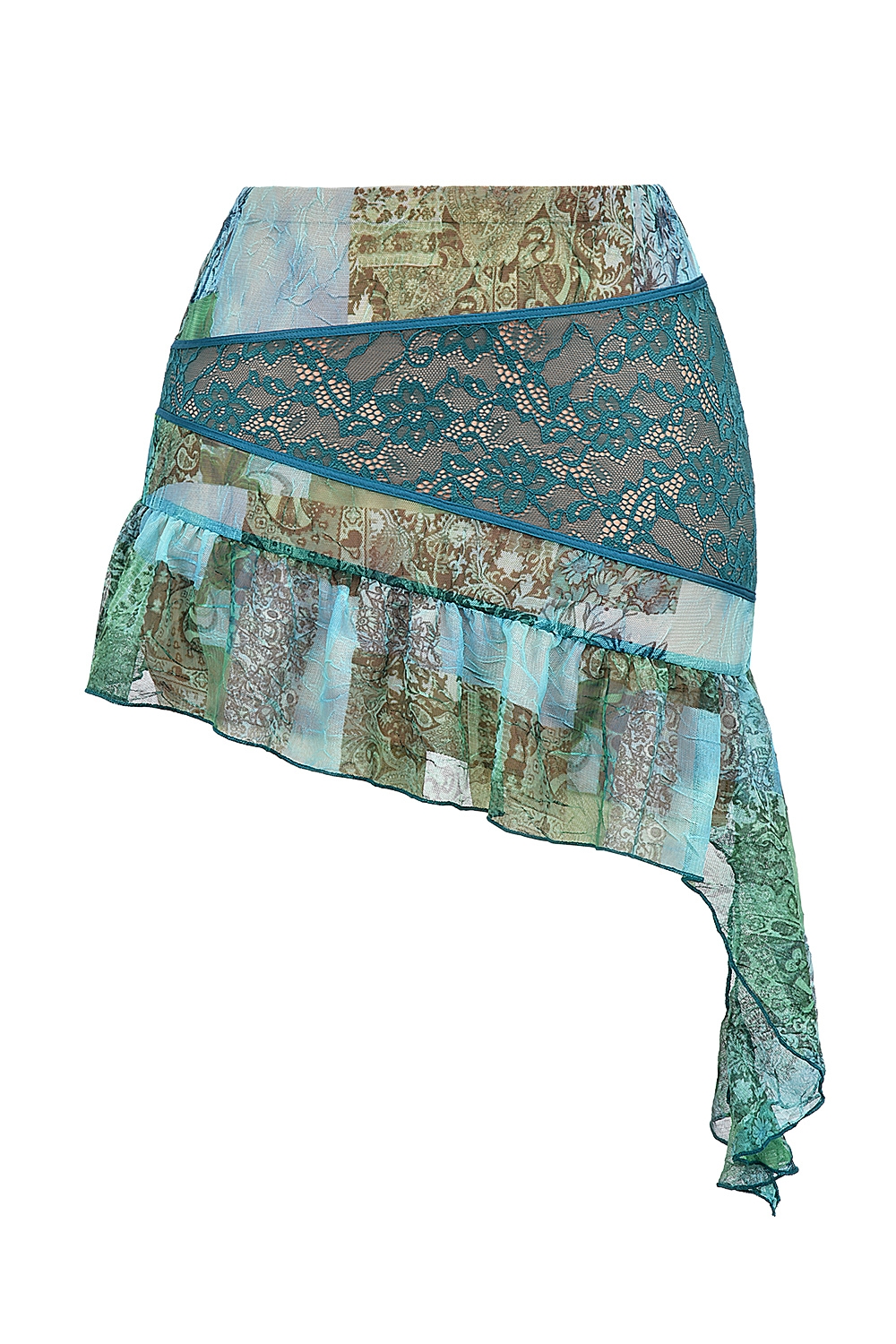Mistress Rocks Ocean Teal Print Asymmetric Mini Skirt - SALE — image 8