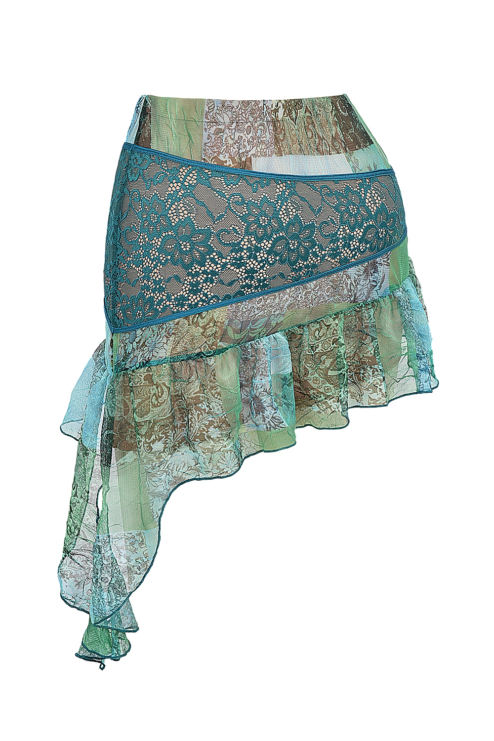 Mistress Rocks Ocean Teal Print Asymmetric Mini Skirt - SALE — image 9