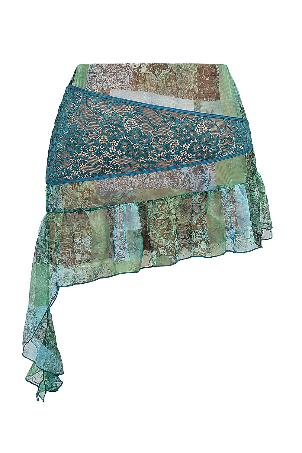 Mistress Rocks Ocean Teal Print Asymmetric Mini Skirt - SALE — image 10