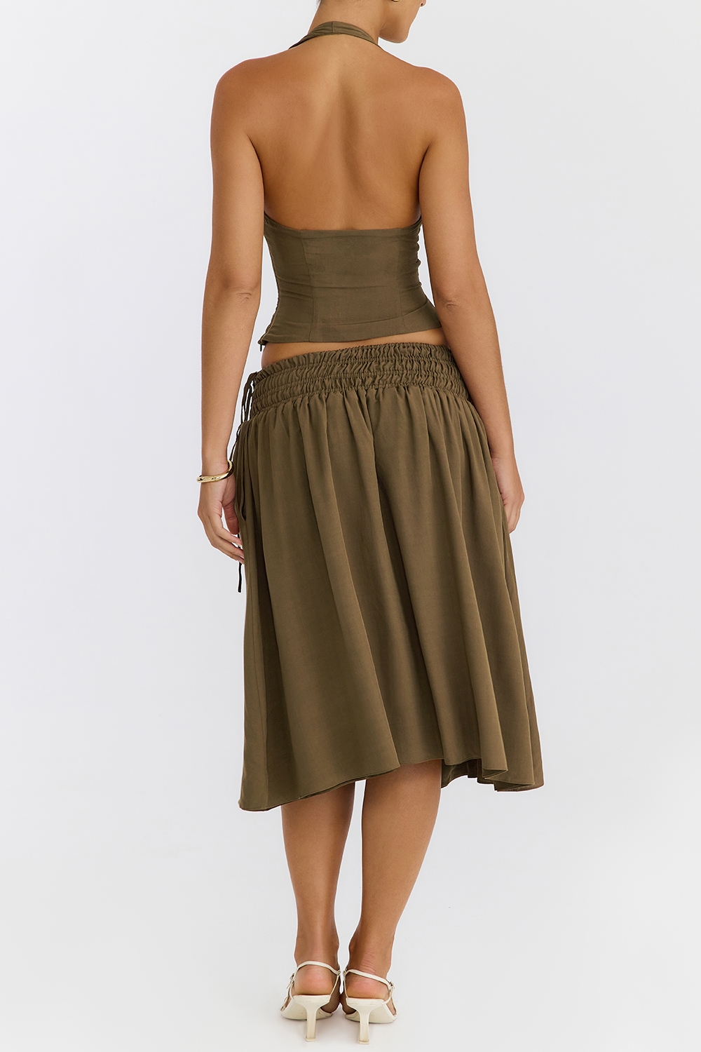 Mistress Rocks Olive Shirred Waist Midi Skirt - SALE — image 7