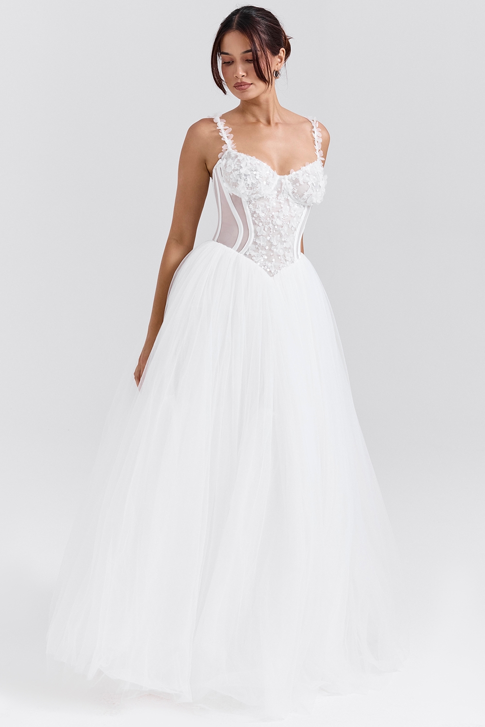 Nathalie  White Floral Lace Tulle Bridal Gown — image 2