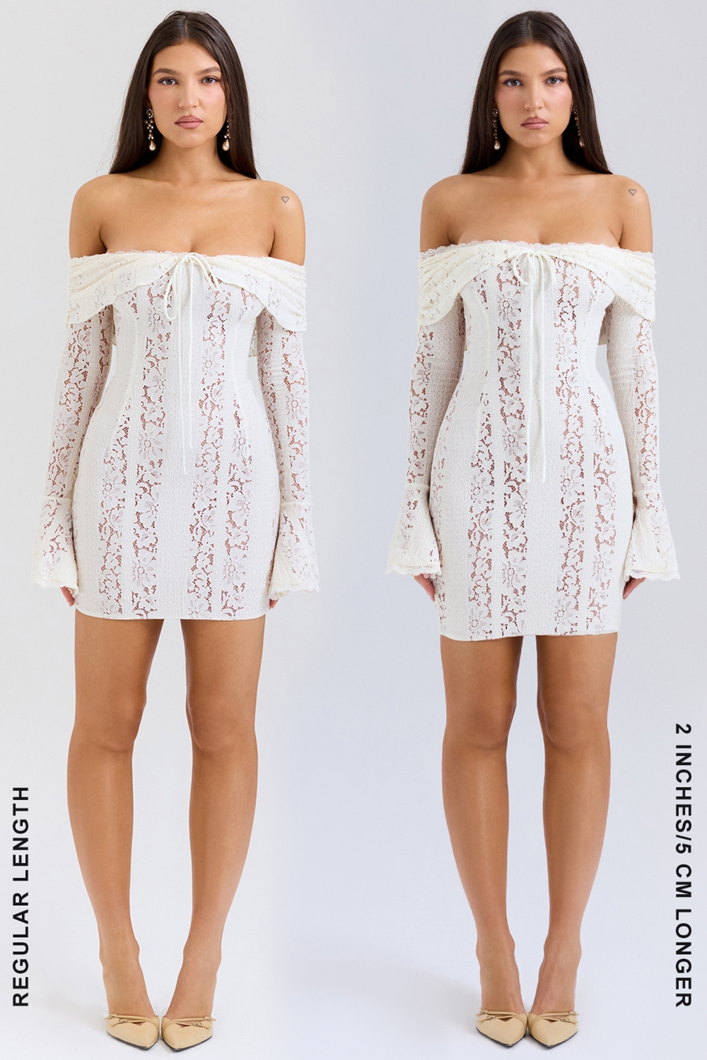 Sadie  Vintage Cream Floral Lace Off Shoulder Mini Dress — image 8