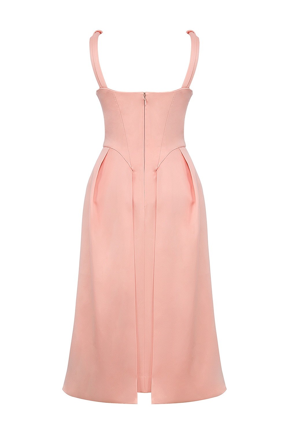 Paloma  Peach Satin Pleated Midi Dress — image 17