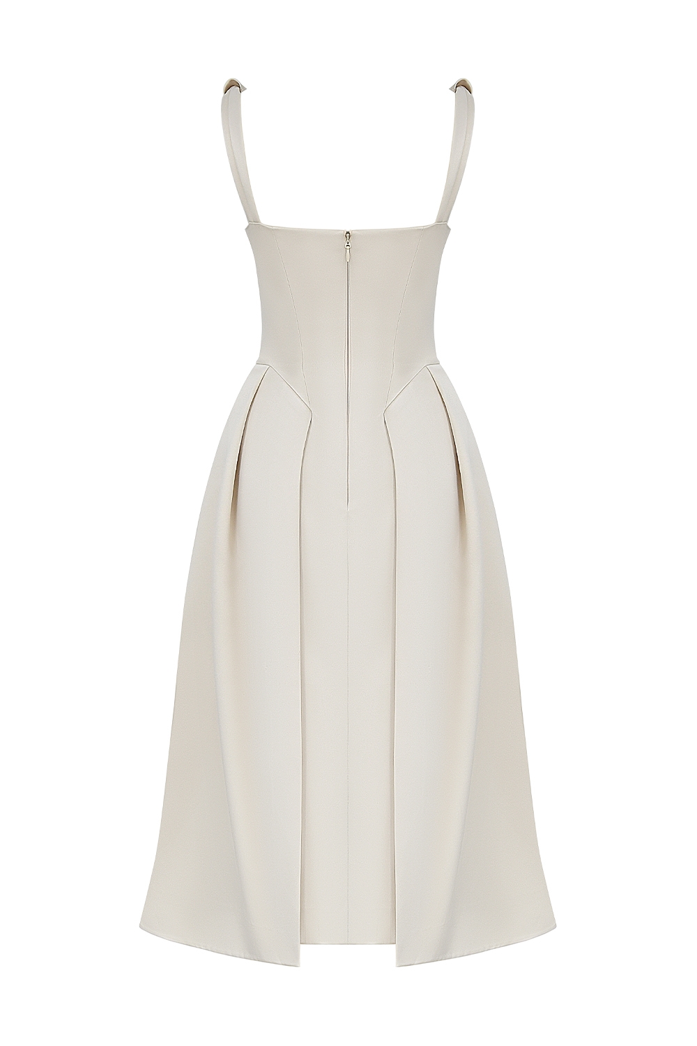 Paloma  Vintage Cream Satin Pleated Midi Dress — image 11