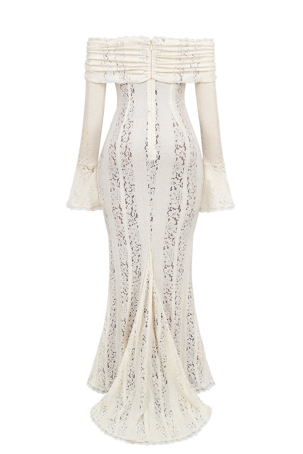 Belle  Vintage Cream Floral Lace Off Shoulder Maxi Dress — image 13