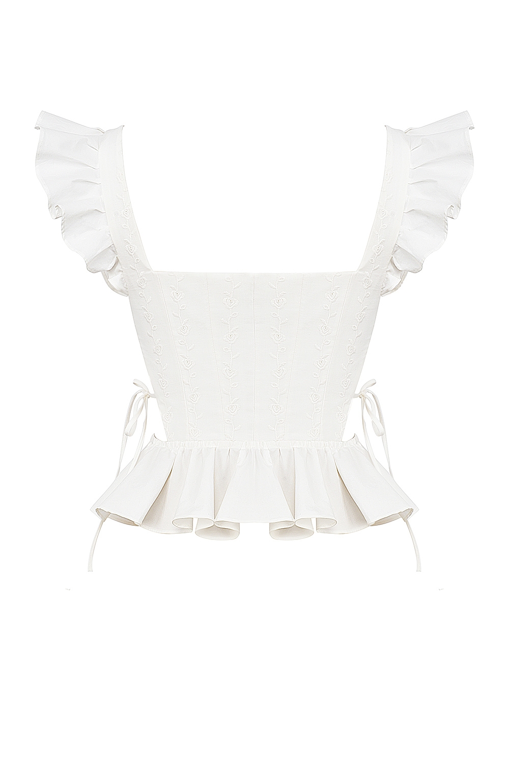 Lilibet  White Embroidered Cotton Peplum Corset Top — image 12