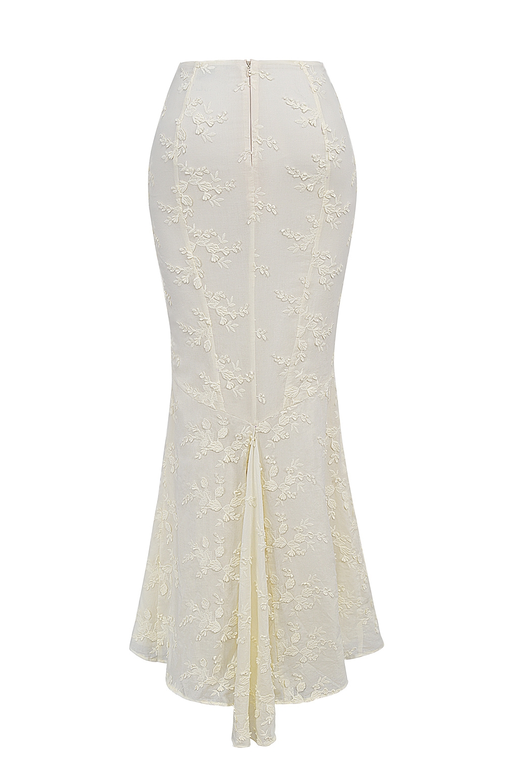Veronica  Vintage Ivory Embroidered Godet Maxi Skirt — image 8